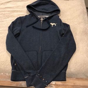 pink old school sweatshier zip up